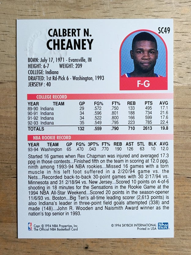 1994-95 Hoops Supreme Court #SC49 Calbert Cheaney