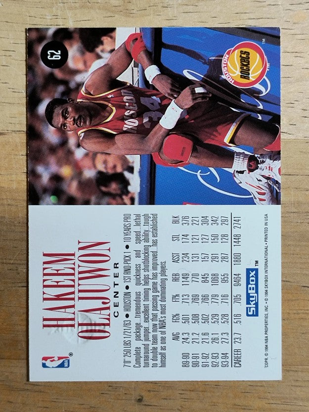 1994-95 SkyBox Premium #62 Hakeem Olajuwon