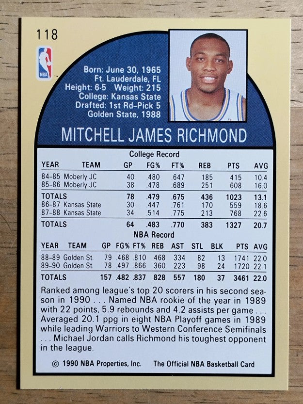 1990-91 Hoops #118 Mitch Richmond