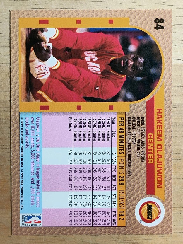 1992-93 Fleer #84 Hakeem Olajuwon