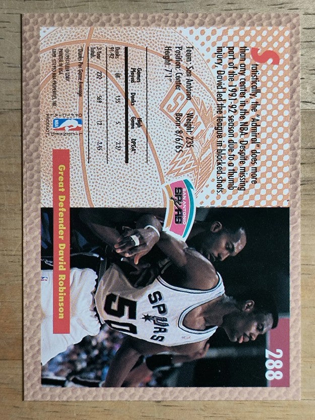 1992-93 Fleer #288 David Robinson SD