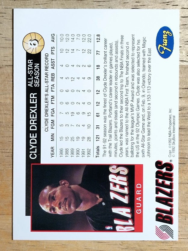 1992-93 Trail Blazers Franz #6 Clyde Drexler AS