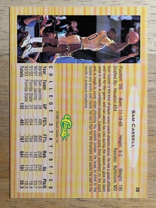 1993 Classic #20 Sam Cassell