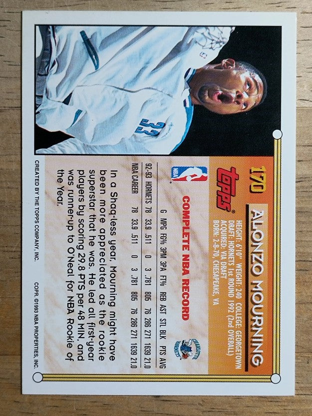 1993-94 Topps #170 Alonzo Mourning