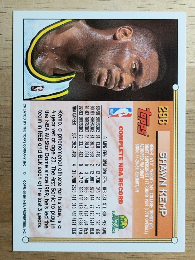 1993-94 Topps #296 Shawn Kemp