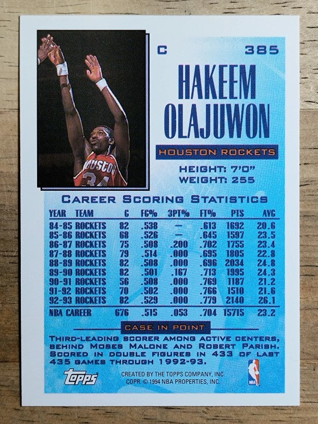 1993-94 Topps #385 Hakeem Olajuwon FSL