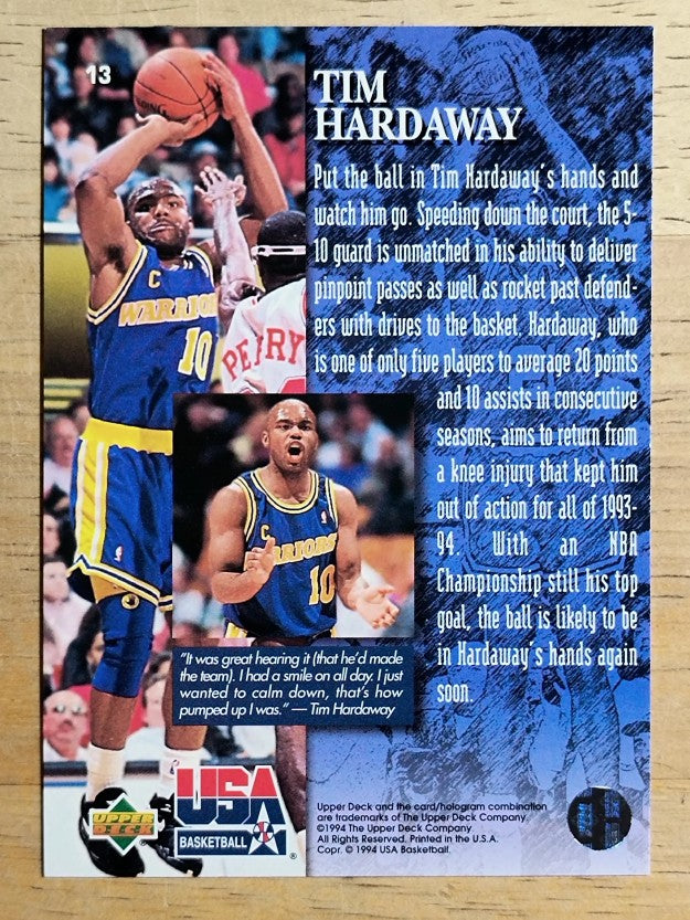 1994 Upper Deck USA #13 Tim Hardaway/Player Quotebook
