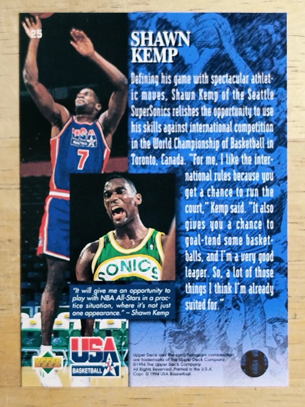 1994 Upper Deck USA #25 Shawn Kemp/Player Quotebook