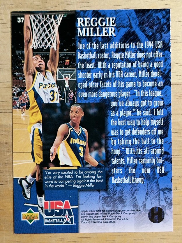 1994 Upper Deck USA #37 Reggie Miller/Player Quotebook