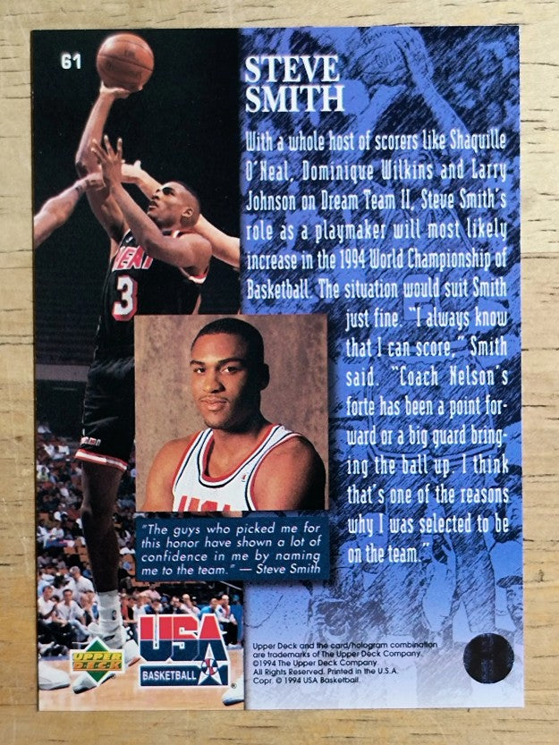 1994 Upper Deck USA #61 Steve Smith/Player Quotebook
