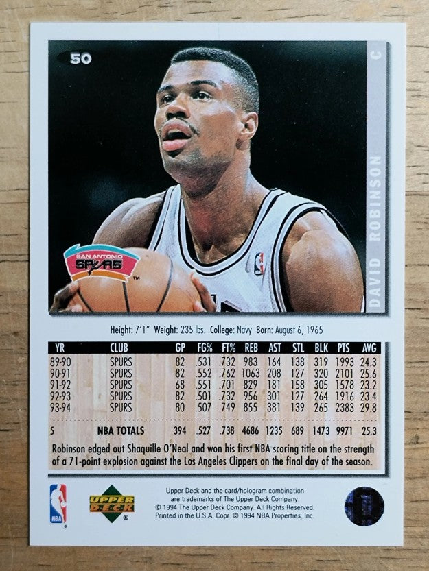 1994-95 Collector's Choice #50 David Robinson