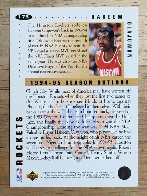1994-95 Collector's Choice #175 Hakeem Olajuwon TO