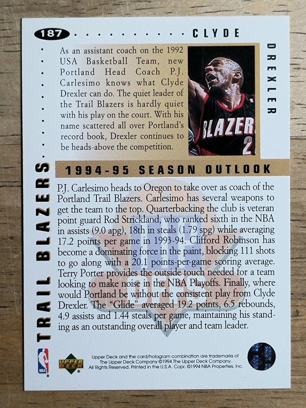1994-95 Collector's Choice #187 Clyde Drexler TO