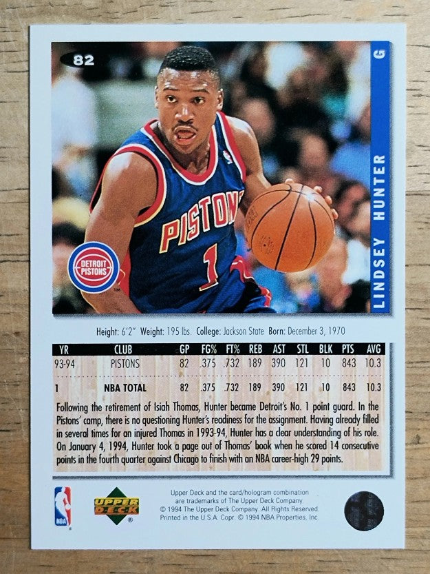 1994-95 Collector's Choice Silver Signature #82 Lindsey Hunter