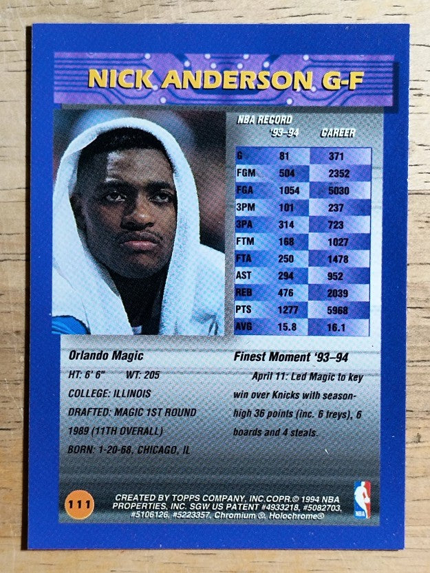 1994-95 Finest #111 Nick Anderson