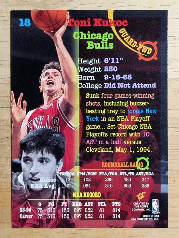 1994-95 Stadium Club #18 Toni Kukoc