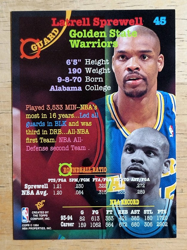 1994-95 Stadium Club #45 Latrell Sprewell