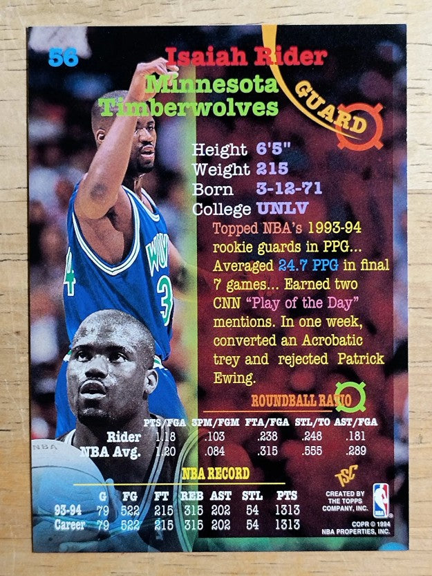 1994-95 Stadium Club #56 Isaiah Rider