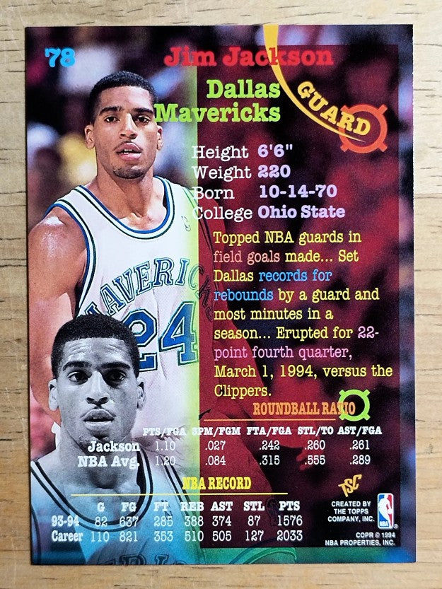 1994-95 Stadium Club #78 Jim Jackson