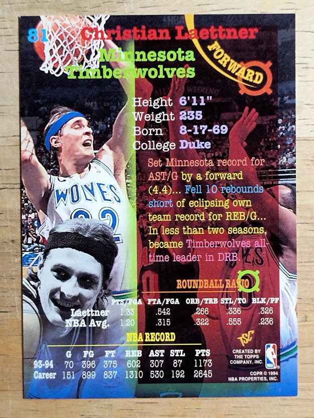 1994-95 Stadium Club #81 Christian Laettner