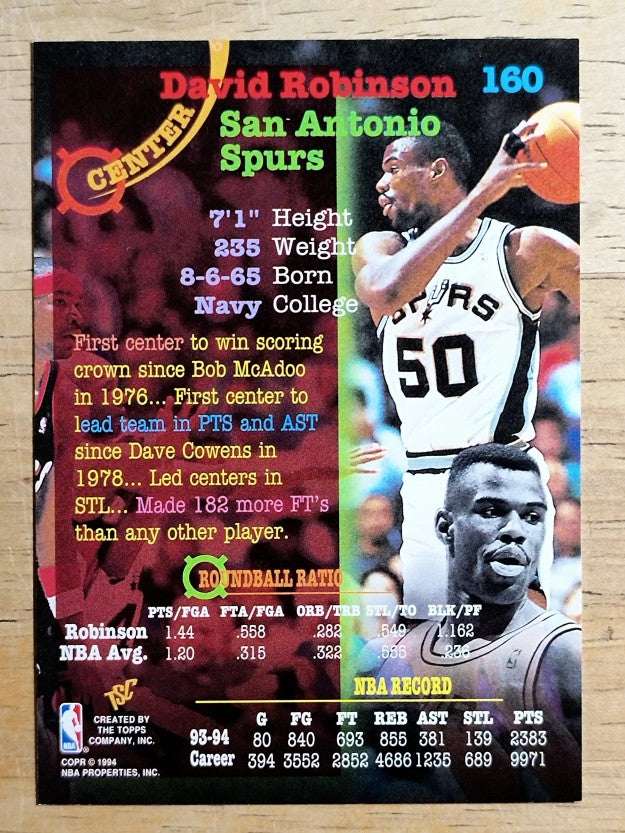 1994-95 Stadium Club #160 David Robinson