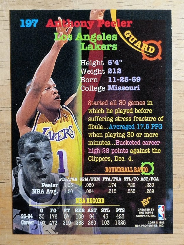 1994-95 Stadium Club #197 Anthony Peeler