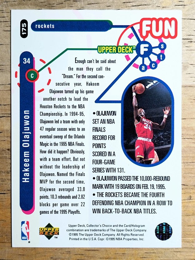 1995-96 Collector's Choice #175 Hakeem Olajuwon FF