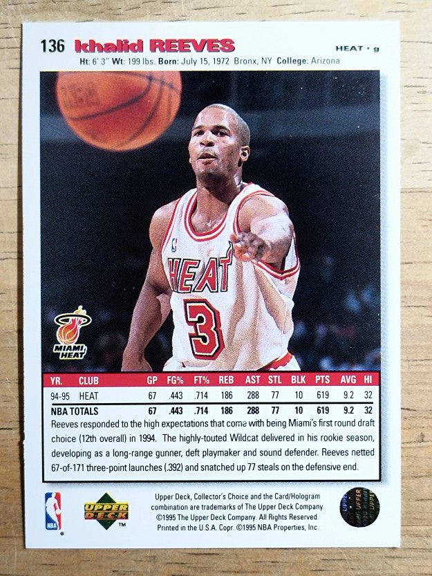 1995-96 Collector's Choice Player's Club Platinum #136 Khalid Reeves