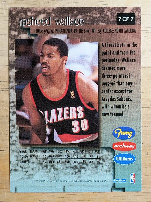 1996-97 Trail Blazers Franz #7 Rasheed Wallace