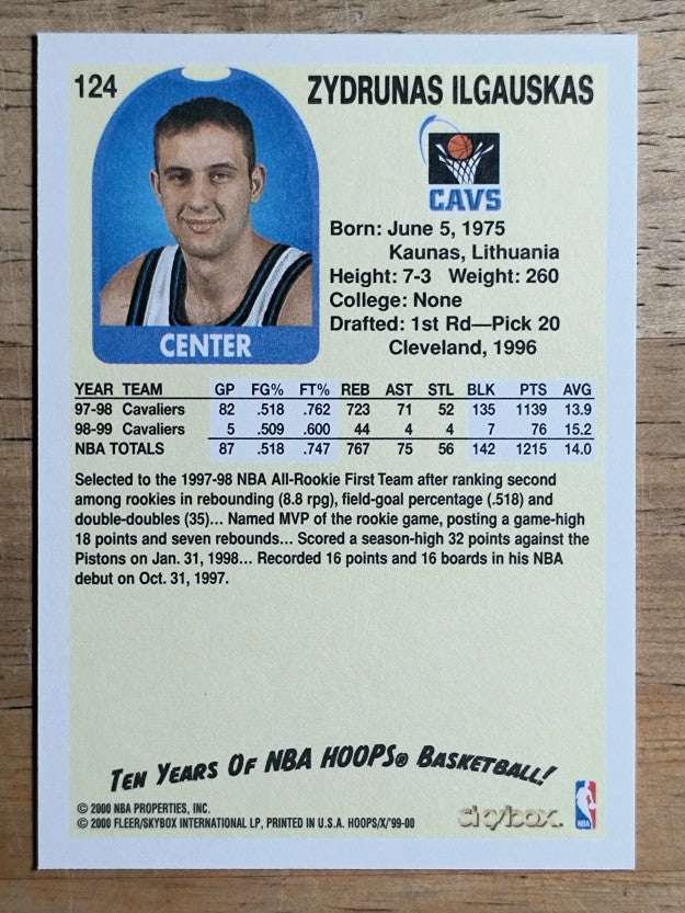 1999-00 Hoops Decade #124 Zydrunas Ilgauskas