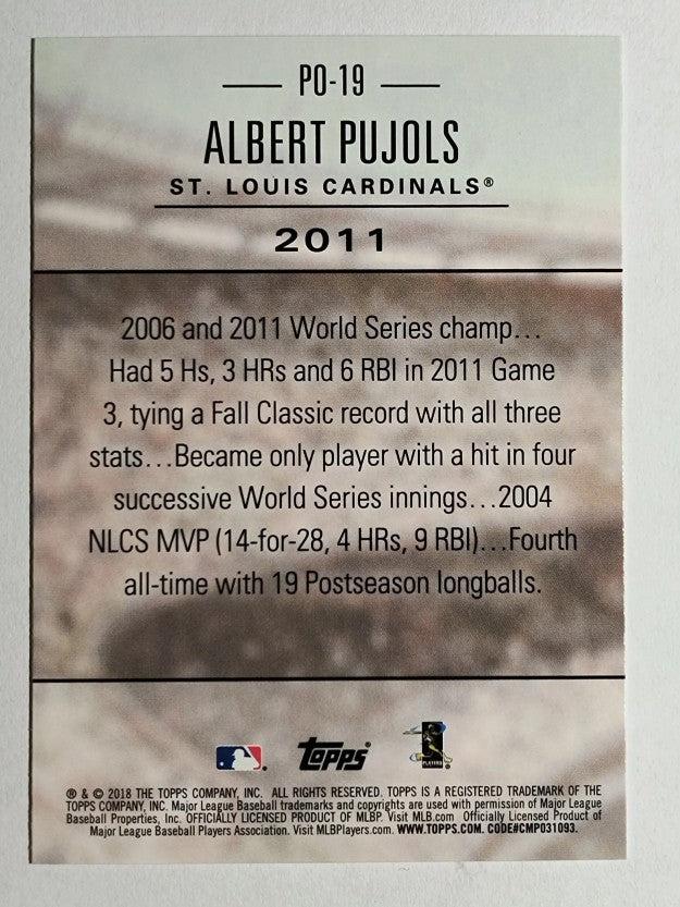 2018 Topps Update Postseason Preeminence #PO19 Albert Pujols