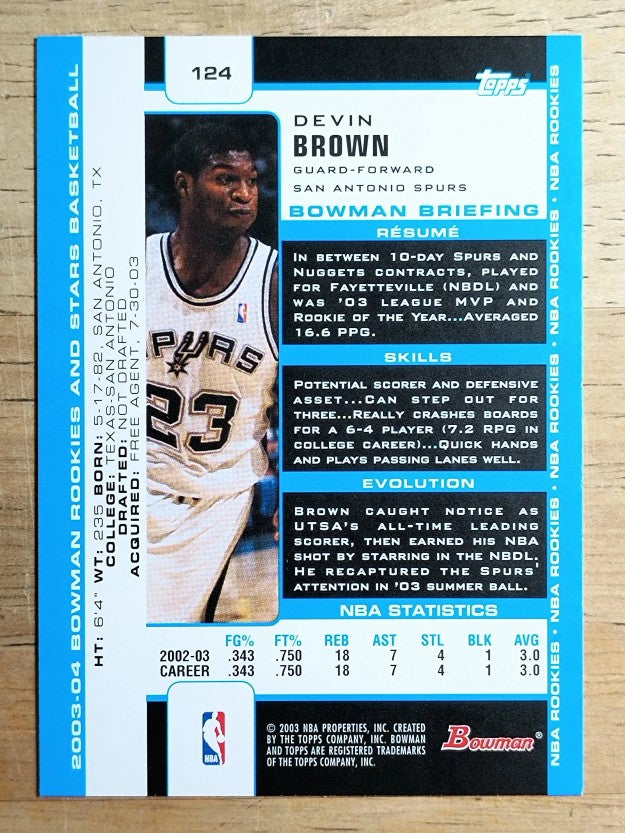 2003-04 Bowman #124 Devin Brown RC