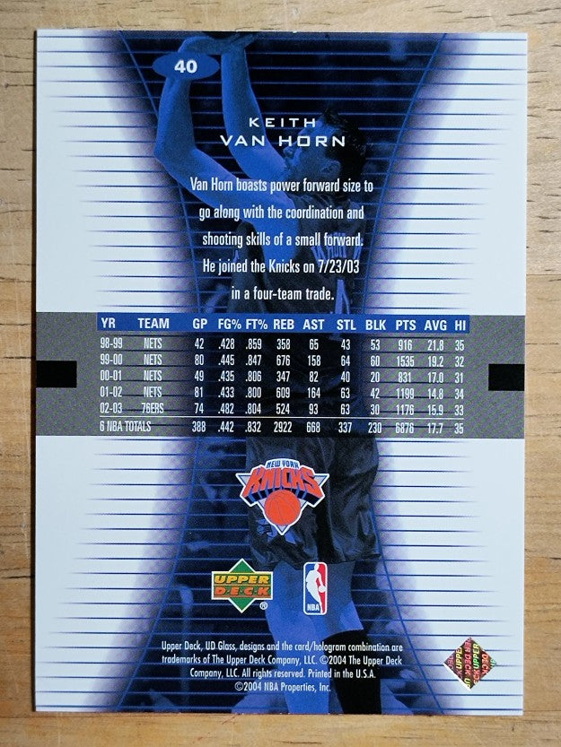 2003-04 UD Glass #40 Keith Van Horn