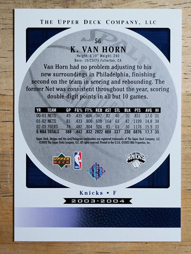 2003-04 Upper Deck Standing O #56 Keith Van Horn