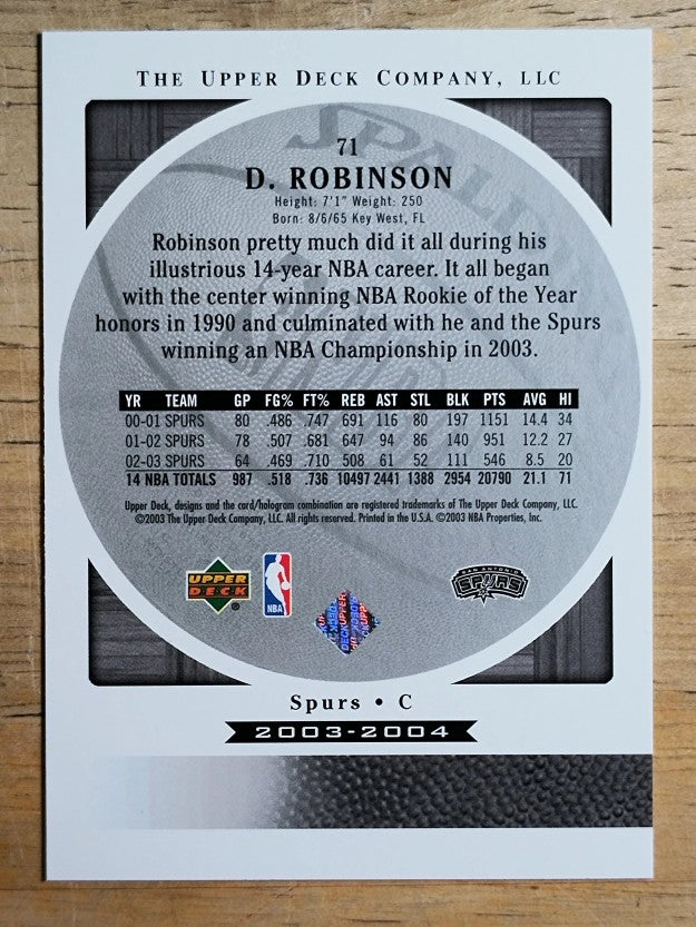 2003-04 Upper Deck Standing O #71 David Robinson