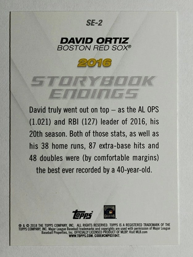 2018 Topps Update Storybook Endings #SE2 David Ortiz