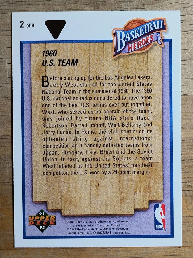 1991-92 Upper Deck Jerry West Heroes #2 Jerry West/1960 U.S. Team (NM)