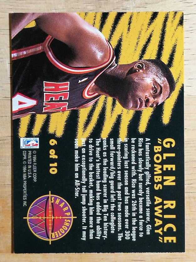 1993-94 Fleer Sharpshooters #6 Glen Rice