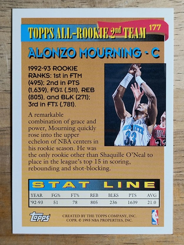 1993-94 Topps #177 Alonzo Mourning ART