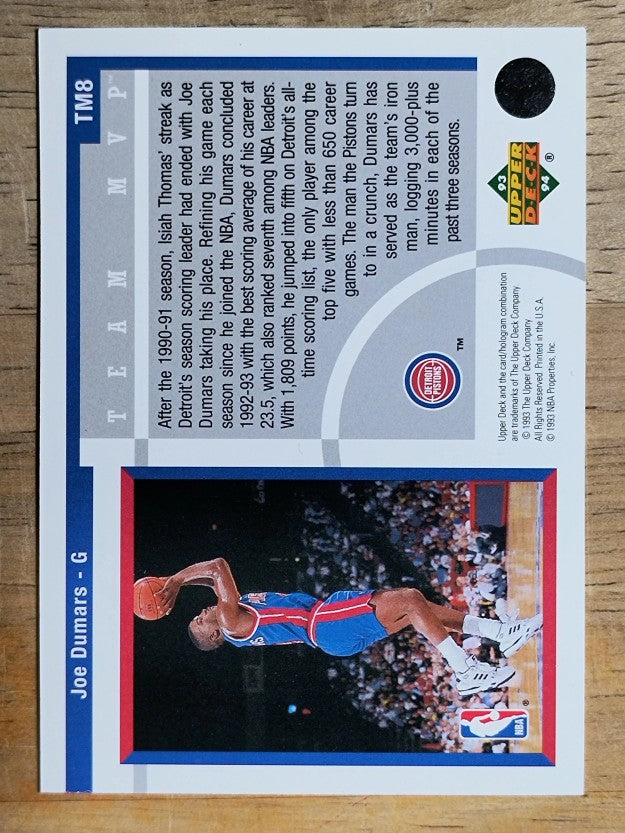 1993-94 Upper Deck Team MVPs #TM8 Joe Dumars