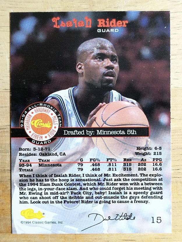 1994 Classic Gold #15 Isaiah Rider ART