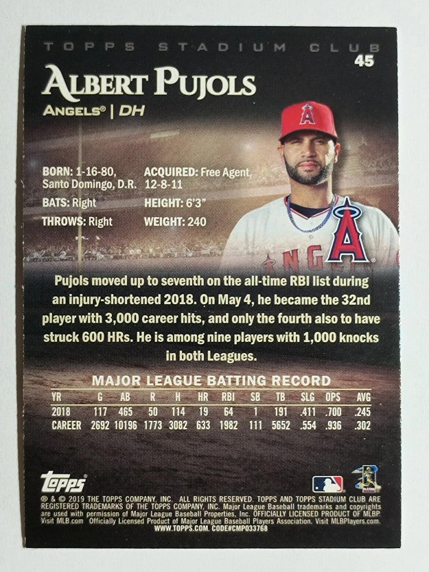 2019 Stadium Club #45 Albert Pujols
