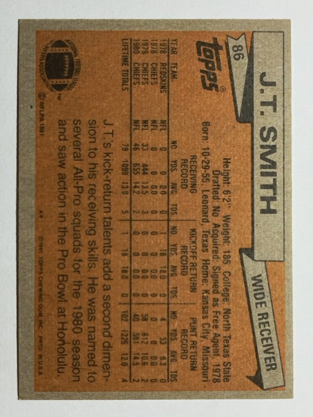 1981 Topps #86 J.T. Smith RC