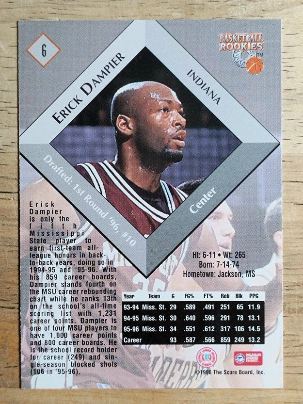 1996 Score Board Rookies #6 Erick Dampier