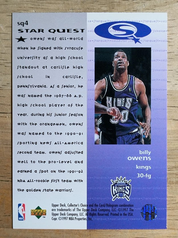 1997-98 Collector's Choice StarQuest #4 Billy Owens