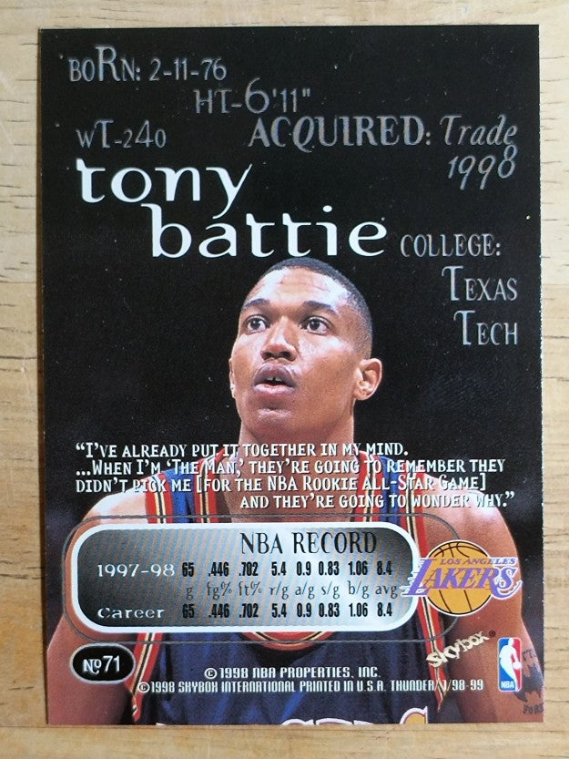 1998-99 SkyBox Thunder #71 Tony Battie