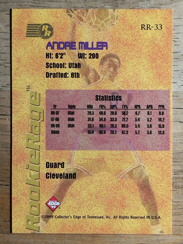 1999 Collector's Edge Rookie Rage Gold #RR33 Andre Miller