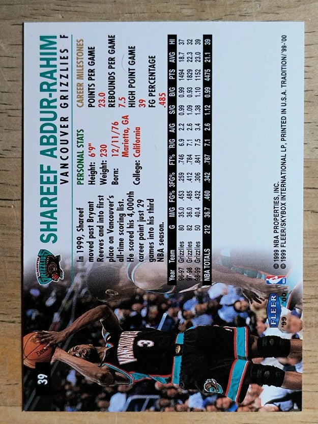 1999-00 Fleer #39 Shareef Abdur-Rahim