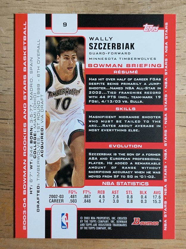 2003-04 Bowman #9 Wally Szczerbiak