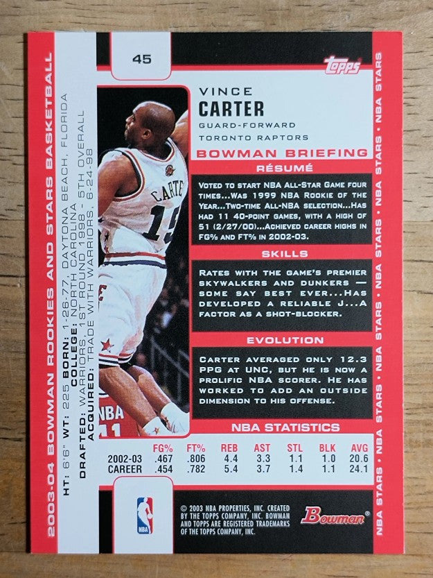 2003-04 Bowman #45 Vince Carter